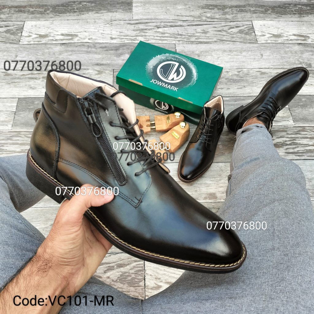 Demi boots black en cuir véritable - My shoe