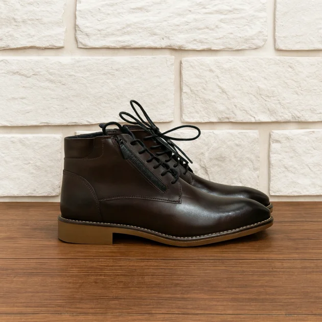 Demi boote en cuir véritable